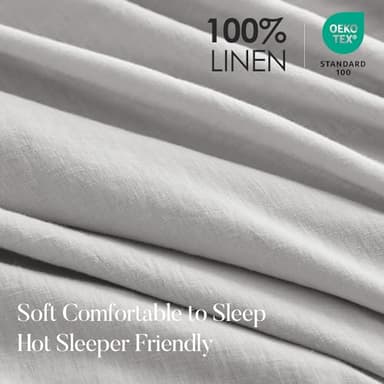 DAPU 100% Linen Duvet Cover Set - Pure Natural French Flax Linen with Corner Ties and Zipper Closure Soft Breathable Durable for Hot Sleepers 1 Duvet Cover 2 Pillowcases (Fog Gray, Queen/Full) - Image 2