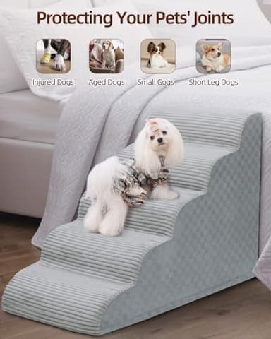 Dog Stairs Ramp for Couch 15.7" H, 3-Step Pet Stairs for Small Dogs with High Density Foam, Dog Slope Stairs with Durable Non-Slip Bottom for Puppy Grey - Image 7