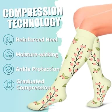 Laite Hebe Compression Socks for Women & Men Circulation(6 pairs)-Graduated Supports Socks for Running, Athletic Sports - Image 6
