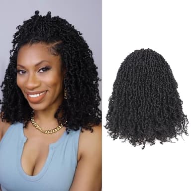 Toyotress Yanky Twist Crochet Hair - 14 Inch 8 Packs (30 Strands/Pcs) Fluffy Spring Mini Twist Short Bob Passion Twist, Natural Black Pre-Looped Crochet Braids Braiding Hair (14 Inch, 1B-8P) - Image 1