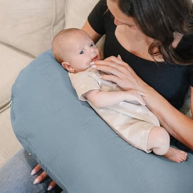 Konssy 2-Pack Muslin Nursing Pillow Covers, Soft & Adorable Nursing Covers for Breastfeeding Pillows, Slipcovers for Newborn Boys & Girls(Blue, Star) - Image 2