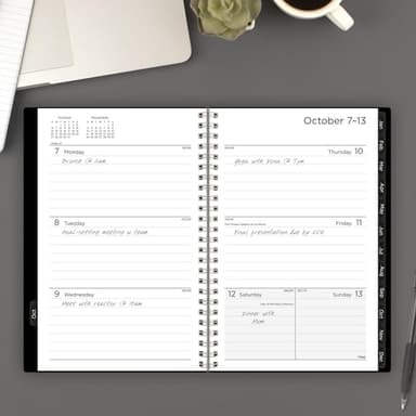 Mead 2025 Planner, Weekly & Monthly, 15-Month, 5-1/2" x 8-1/2", Small, Basic, Black (CRW4200525) - Image 2