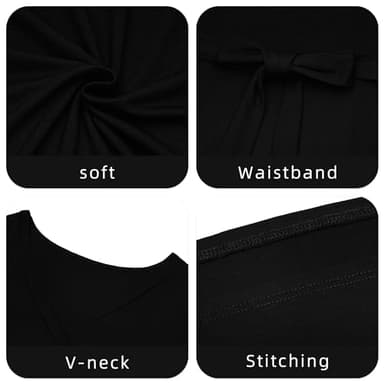 FANDEE Plus Size Maxi Dress for Women - Casual Summer Sundress V-Neck 3/4 Sleeve Solid Black XL - Image 5