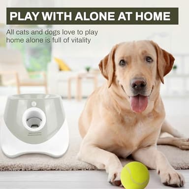 Elevon Dog Ball Thrower Launcher, Indoor/Outdoor Automatic Ball Launcher for Small and Medium-Sized Dogs, Includes 6 Mini Tennis Balls and a Data Line, Grey - Image 6