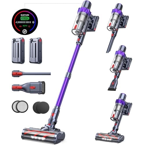 Cordless Vacuum Cleaner, 2 Batteries 110 Mins Runtime Vacuum Cleaners for Home, 45KPA 550W Stick Vacuum with Brushless Motor, Automatically Adjust Suction, Handheld Vacuum for Pet Hair/Carpet/Floor - Image 1