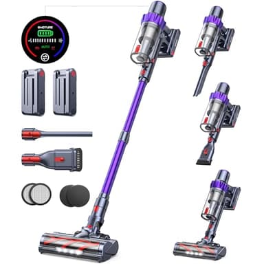 Cordless Vacuum Cleaner, 2 Batteries 110 Mins Runtime Vacuum Cleaners for Home, 45KPA 550W Stick Vacuum with Brushless Motor, Automatically Adjust Suction, Handheld Vacuum for Pet Hair/Carpet/Floor - Image 1