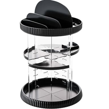 Yieach Rotating Makeup Organizer,Adjustable Spinning Skincare Organizer,Counter Top,Vanity Organizers and Storage for Brush,Perfume,Bathroom Lazy Susan Organizer for Skin Care,Beauty Product,Black - Image 1