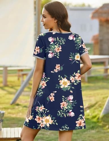 Ekouaer Zip Up Robes for Women Short Sleeves Zipper House Coat Short Bathrobes Lightweight Nightgown with Pockets S-3XL - Image 5