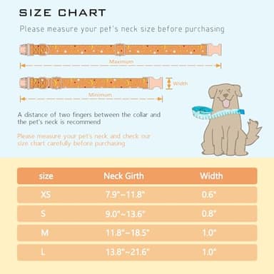 Faygarsle Orange Stars Moon Pattern Dog Collar for Small Medium Large Dogs Cute Puppy Collars for Female Dogs for Summer Spring Wedding Necklace Girl Dog Collar M - Image 2