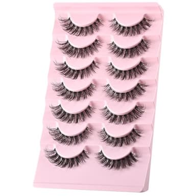 FARRED Cat Eye Lashes Natural Eyelashes Short Wispy Lash Strips Volume False Eyelash Cateye Medium Length Fake Lashes Natural Looking Hybrid Clusters Full Strip Lashes (A1 | 8-14MM) - Image 3