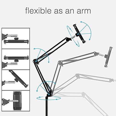 Tablet Floor Stand, Overhead Bed Phone Stand Angle Height Adjustable Holder, Universal Floor Stand Compatible with iPhone iPad Pro Air Mini, Samsung Tab, Kindle, E-Readers… - Image 4