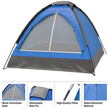 2 Person Camping Tent with Rain Fly and Carrying Bag - Lightweight Outdoor Tent for Backpacking, Hiking, or Beach Use by Wakeman Outdoors (Blue) - Image 2