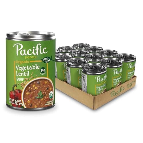 Pacific Foods Organic Vegetable Lentil Soup, Plant Based, 16.3 oz Can (Case of 12) - Image 1