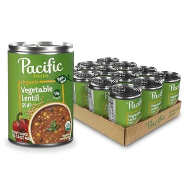 Pacific Foods Organic Vegetable Lentil Soup, Plant Based, 16.3 oz Can (Case of 12) - Image 1