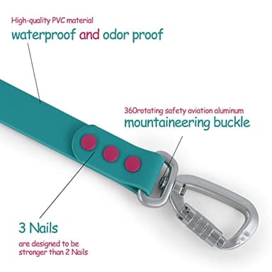 Wolfone 6ft Viridian Green Waterproof Dog Leash with Dog Poop Bag Dispenser Safety Auto-Lock Carabiner Leash for Dogs Soft Handle Easy Care - Image 4