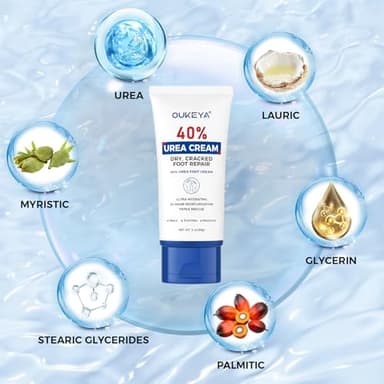 OUKEYA Urea Cream 40 Percent Tube 3 Oz, Foot & Hand Cream for Dry Cracked, 40 per Urea Lotion for Feet Maximum Strength - Image 2