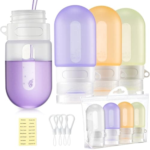 yahaa Silicone Clear Travel Bottles for Toiletries,Leak Proof Squeezable Travel Size Containers,TSA-compliant Travel Essentials,2oz,4 Pcs,purple - Image 1