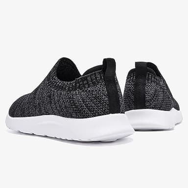 ALEADER Women's Slip On Comfort Walking Shoes, Lightweight Stretch Knit Sneakers Breathable Athletic Black White 6.5 M US - Image 6