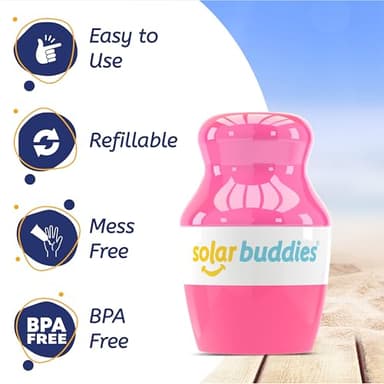 Solar Buddies Sunscreen Applicator - Single Full Pink - Refillable Roll on Sponge Sunscreen, Suncream & Lotion Applicator For Kids, Adults & Families - Holds 3.4fl oz, Perfect Size for Travel - Image 3