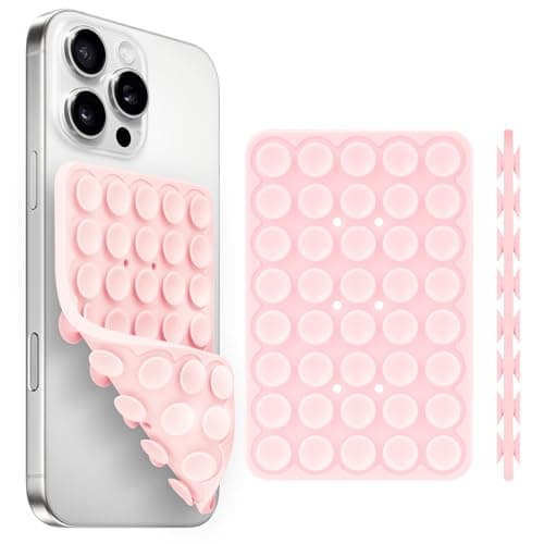 Yojaro Silicone Suction Cup Phone Case Mount Double Sided, Phone Accessories Hands-Free Strong Grip Holder for Selfies and Videos, Silicon Phone Stand for iPhone and Android Light Pink - Image 1