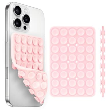 Yojaro Silicone Suction Cup Phone Case Mount Double Sided, Phone Accessories Hands-Free Strong Grip Holder for Selfies and Videos, Silicon Phone Stand for iPhone and Android Light Pink - Image 1
