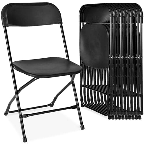 Best Choice Products Set of 10 Plastic Folding Chairs, Portable Stacking Indoor Outdoor Seating for Home, Yard, Garden, Parties, Events w/Non-Slip Feet, 350lb Weight Capacity - Black - Image 1