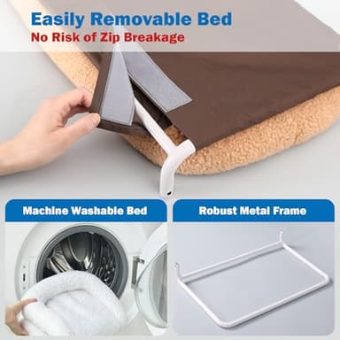 Zakkart Foldable Cat Hammock for Window - Cordless, Machine Washable Bed, Robust Metal Frame & ABS Brackets - Cat Window Perch for Large Cats and Kitten (Brown Bolster Bed, Large) - Image 5