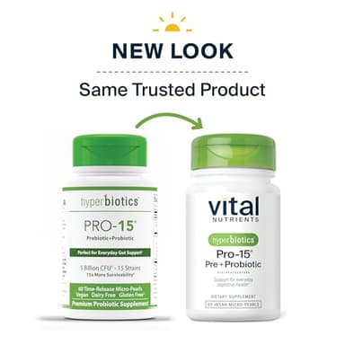 Hyperbiotics Vital Nutrients Pro-15 Prebiotics and Probiotics for Women and Men | 15 Science Backed Strains | Supports Occasional Constipation, Diarrhea, Gas & Bloating | 60 Vegan Time Release Pearls - Image 9