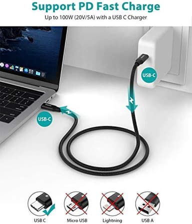 NIMASO USB C 3.1 Gen 2 Cable 10Gbps Data Transfer, 4K Video Output Monitor Cable100W PD Fast Charging for iPhone 16, MacBook, Huawei Matebook, iPad Pro 2020, Chromebook, KYY, Dell, LG, ARZOPA - Image 2