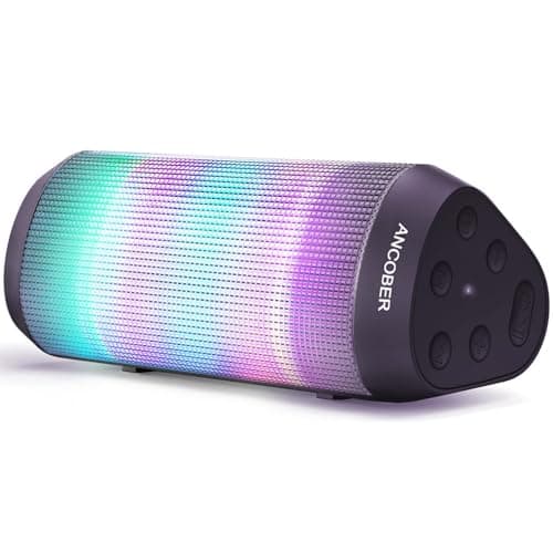 Portable Bluetooth Speaker Wireless with Lights, HD Stereo Sound, IPX4 Waterproof, TWS Pairing, BT5.3 with AUX Input, Small Speaker for Outdoor Home Camping Party, Ideal Electronics Gifts for Him, Her