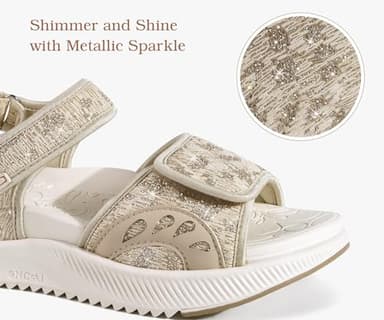 ONCAI Walking Sandals Women,Arch Support Hiking Sandals for Women 2025 with Orthotic Outdoor Plantar Fasciitis,Water Athletic Platform Sandalias Mujer with Adjustable Straps Glitter/Beige Size 9.5 - Image 2