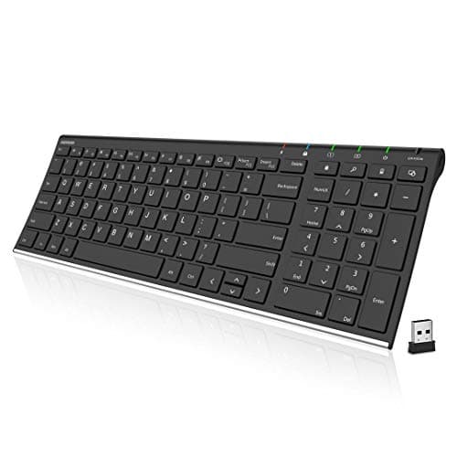 Arteck USB Wireless Keyboard Stainless Steel Ultra Slim Keyboard with Numeric Keypad for Computer/PC/Laptop and Windows 11/10/8 Rechargeable Battery - Image 1