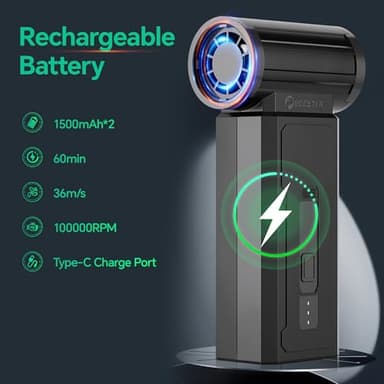 Oley Compressed Air Duster, 4 Speeds Cordless Electric Air Duster, 80.5mph & 100000RPM, No Canned Air Duster for Computers, Keyboard, Rechargeable Jet Dry Mini Blower for Deep Cleaning (Ink Black) - Image 3