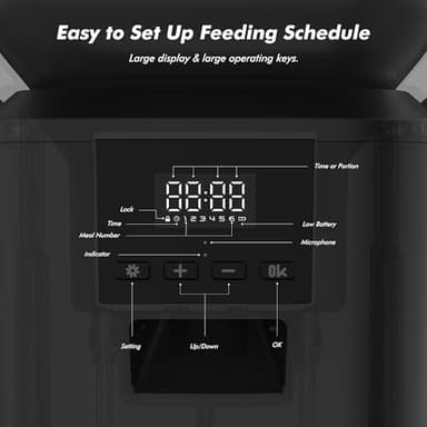 Automatic Dog Feeder - 8L/34 Cups Large Capacity Automatic Cat Food Dispenser with LCD Screen, Large Food Tray, Battery Operated, Timed Cat Feeder, Up to 50 Portions 6 Meals Per Day, Keeps Fresh - Image 7
