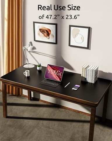 YSAGi Leather Desk Protector, Office Mat, Large Mouse Mat, Non-Slip PU Leather Blotter, Laptop Desk Pad, Waterproof Writing Pad for Office and Home (Black, 47.2" x 23.6") - Image 3