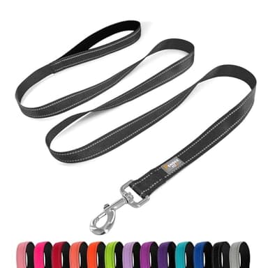 PenSeepet Dog Leash 6 FT Padded Handle Nylon Reflective Dogs Leashes for Medium Dogs Black - Image 1