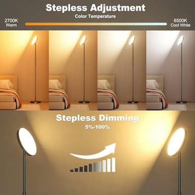 Yikuneng RGB Torchiere Floor Lamps for Living Room, 3600LM 36W Bright LED Standing Lamp with Remote, Modern Color Changing Tall Lamp with Stepless Dimming, 69" Corner Floor Lamp for Bedroom, Office - Image 2