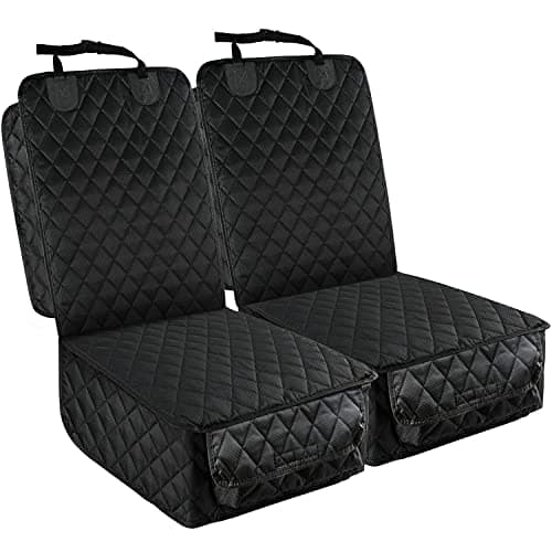PETICON Front Seat Cover 2 Pack, Full Protection Dog Car Seat Cover with Side Flaps, Nonslip Scratchproof Captain Chair Seat Cover Fits for Cars, Trucks, SUVs, Jeep, Black - Image 1