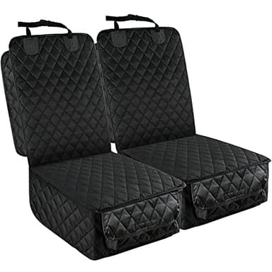 PETICON Front Seat Cover 2 Pack, Full Protection Dog Car Seat Cover with Side Flaps, Nonslip Scratchproof Captain Chair Seat Cover Fits for Cars, Trucks, SUVs, Jeep, Black - Image 1