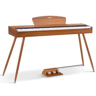 Donner DDP-80 Digital Piano 88 Key Weighted Keyboard, Full-size Electric Piano for Beginners, with Sheet Music Stand, Triple Pedal, Power Adapter, Supports USB-MIDI Connecting, Retro Wood Color - Image 1