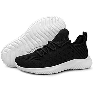 Feethit Womens Slip On Walking Shoes Non Slip Running Shoes Breathable Workout Shoes Lightweight Gym Sneakers Black White Size 11 - Image 4