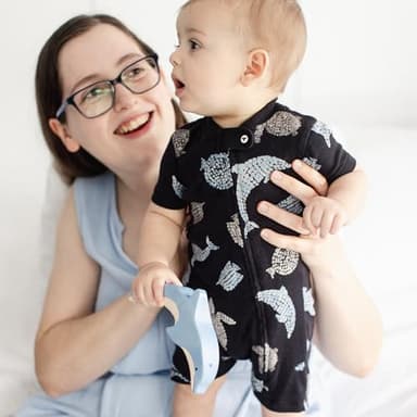 Burt's Bees Baby Unisex Baby Short Sleeve Pajamas, One-Piece Sleeper Romper PJs, Snug Fit for Infants 3 to 24 Months, Mosaic Sea Animals - Image 3