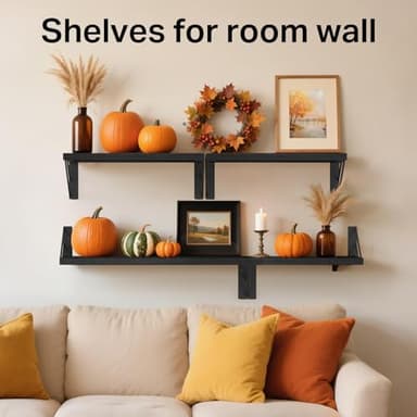 BAYKA Wall Shelves for Bedroom Decor, Floating Wall Shelves for Living Room Kitchen Storage, Mounted Rustic Wood Floating Shelves for Kids Books, Corner Shelves for Bathroom, Office(Set of 3) - Image 3