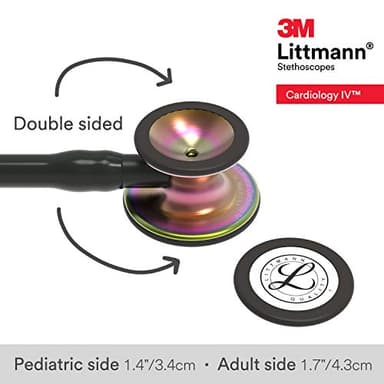 3M Littmann Cardiology IV Diagnostic Stethoscope, 6165, More Than 2X as Loud, Weighs Less, Stainless Steel Rainbow-Finish Chestpiece, 27" Black Tube, Stem, and Headset - Image 7