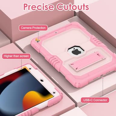 MARIWIVI Case for ipad 9th/ 8th/ 7th Generation Case 10.2 Inch (2021/2020/2019), Heavy Duty Shockproof Rugged Protective Case for iPad 10.2 Case Built-in Multi Angle Viewing Kickstand (Pink+LP+Pink) - Image 6