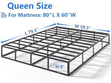 Qingzhou Box Spring for Queen Bed Bases, 9 Inch High Metal Queen Box Spring Only, Heavy Duty Mattress Foundation with Fabric Cover, Easy Assembly, Quiet Noise Free, Non Slip, Black - Image 3