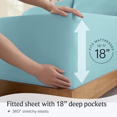 LuxClub 4 PC King Size Sheet Set Deep Pockets Wrinkle Free Cooling Sheets Machine Washable Hotel Bedding Silky Soft - Aqua King - Image 6