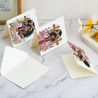 Diamond Painting Greeting Card Kit, African Americans Special Shaped Diamonds Painting, DIY Handcraft for Relatives and Friends with Wishes,Unique Design Crafting for Birthday or Holiday Cards - Image 7