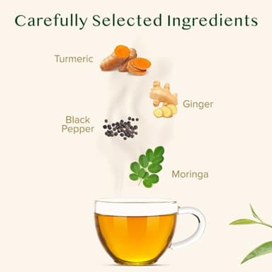 VAHDAM, Turmeric Moringa Tea Bags (100 Herbal Tea Bags) Caffeine Free, Non GMO | 100% Pure Herbal Blend - Sweet & Earthy | Resealable Ziplock Pouch - Image 2