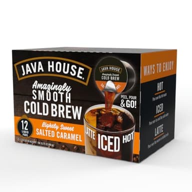 Java House Single-Serve Cold Brew Coffee Pods – Lightly Sweetened Salted Caramel – 100% Arabica – 12 Pods – Shelf Stable, Ready Hot or Iced, Travel-Friendly, TSA Approved - Image 3